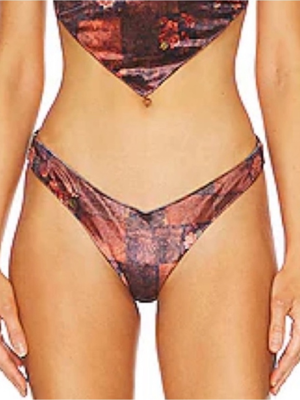 WeWoreWhat Delilah Saddle Bikini Bottom in Multi Brown Print